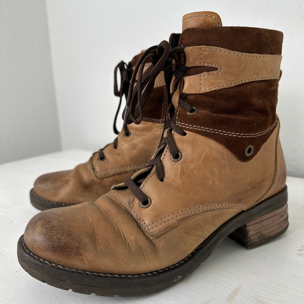Dromedaris Ankle Boots Womens 39 Kelsy Tan Brown Leather Suede Side Zip Portugal